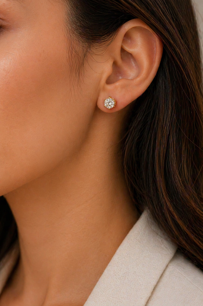 Premium Round Cut Crystal Stud Earrings