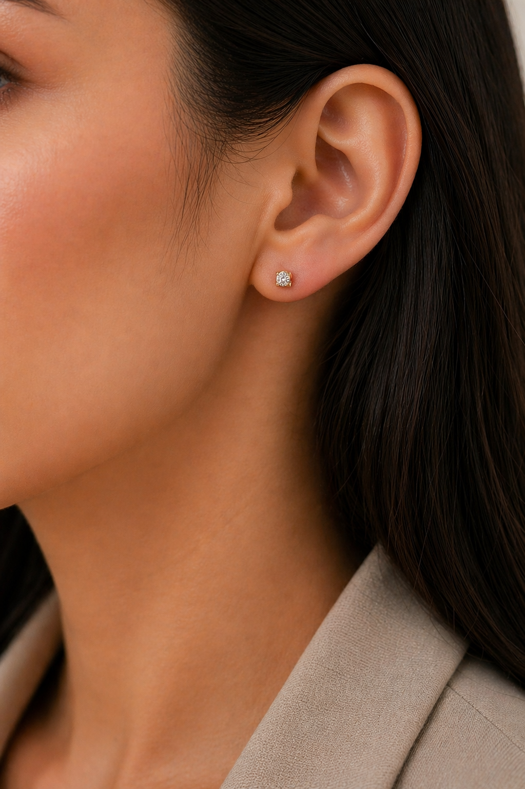 Delicate Solitaire Crystal Stud Earrings