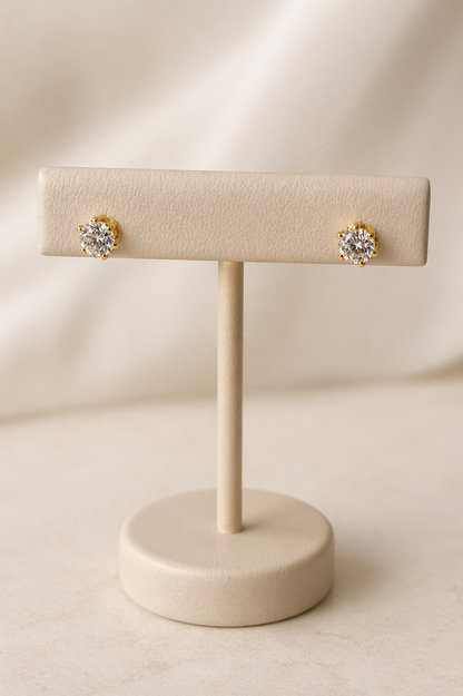 Delicate Solitaire Crystal Stud Earrings