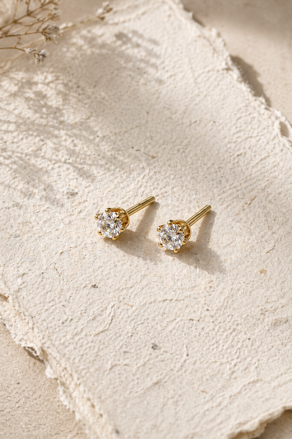 Delicate Solitaire Crystal Stud Earrings