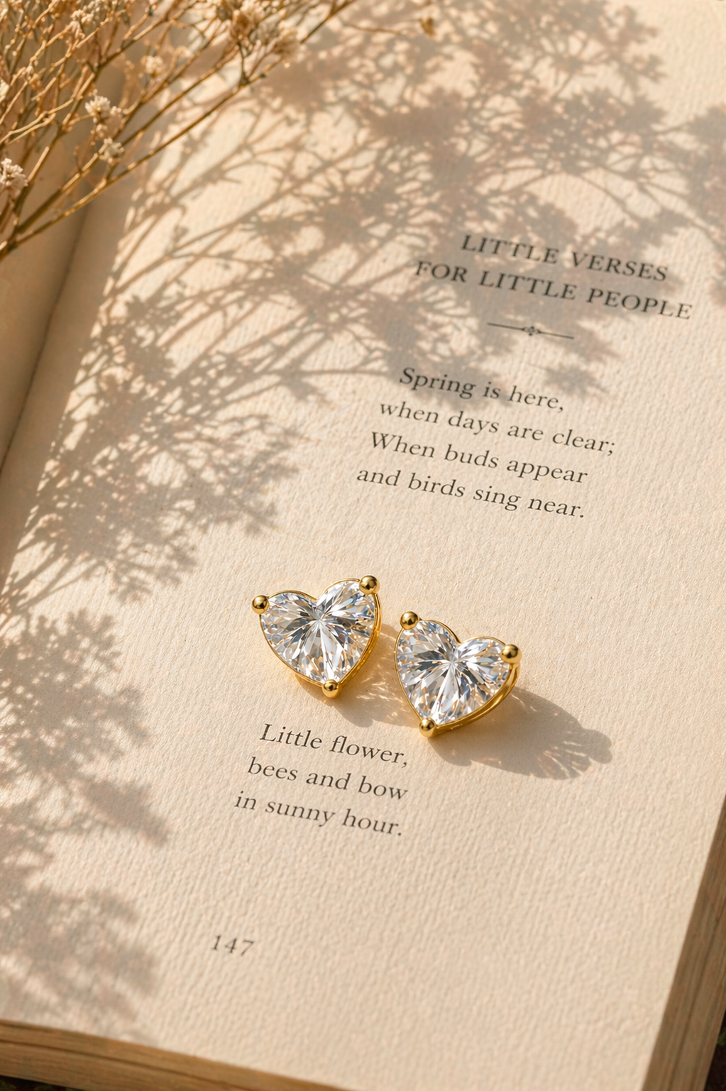 Minimal Heart Cut Crystal Stud Earrings