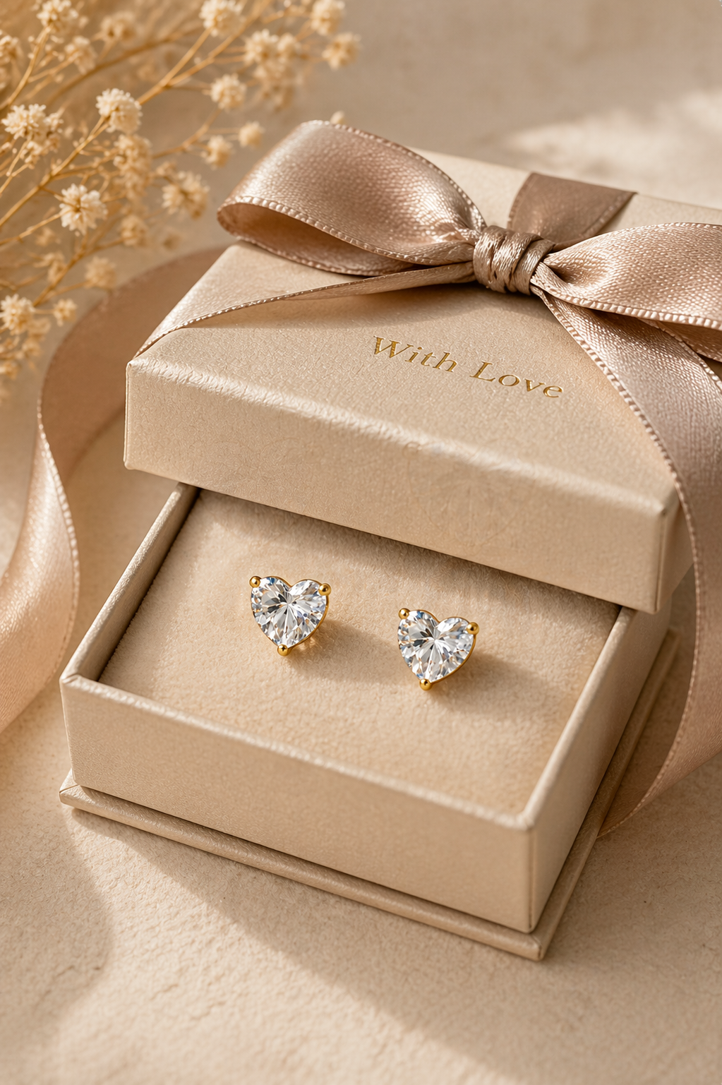 Minimal Heart Cut Crystal Stud Earrings
