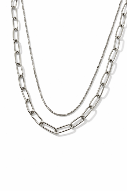 Dual Layer Paperclip Chain Necklace