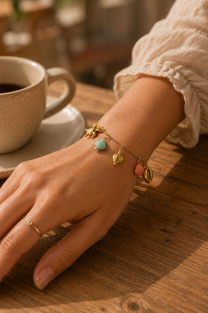 Ocean Charm Gold Bracelet