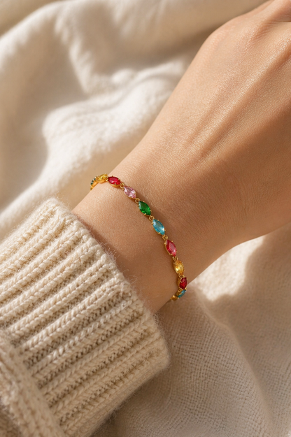 Rainbow Crystal Tennis Bracelet