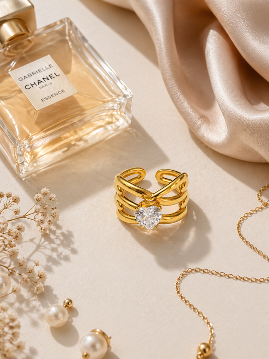Eterna Heart Crystal Layered Ring