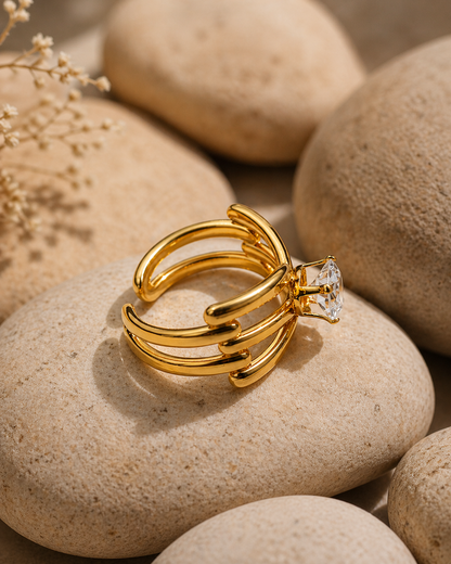 Veloura Heart Crystal Statement Ring