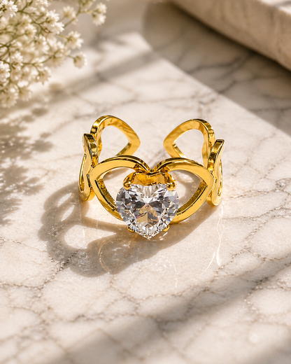 Amora Heart Crystal Infinity Ring