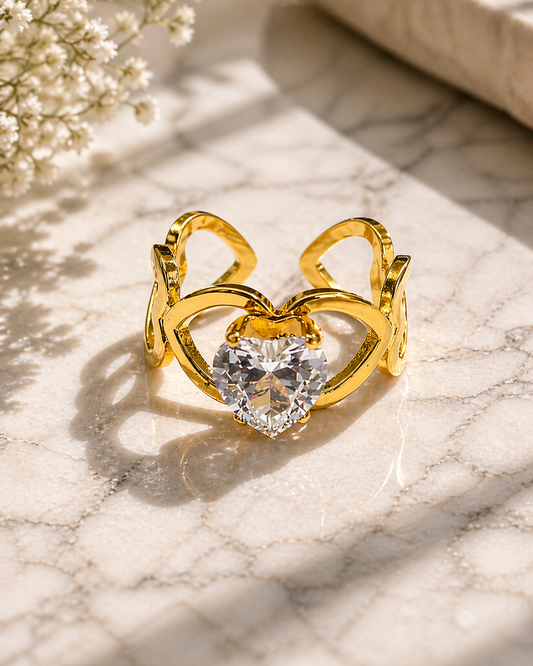 Amora Heart Crystal Infinity Ring
