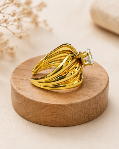 Luxe Bow Princess Crystal Statement Ring