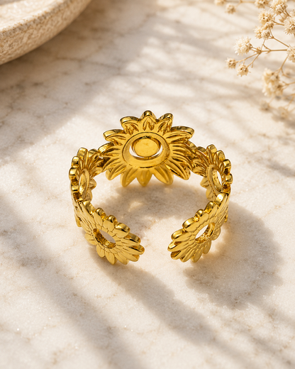 Florielle Sunflower Crystal Statement Ring