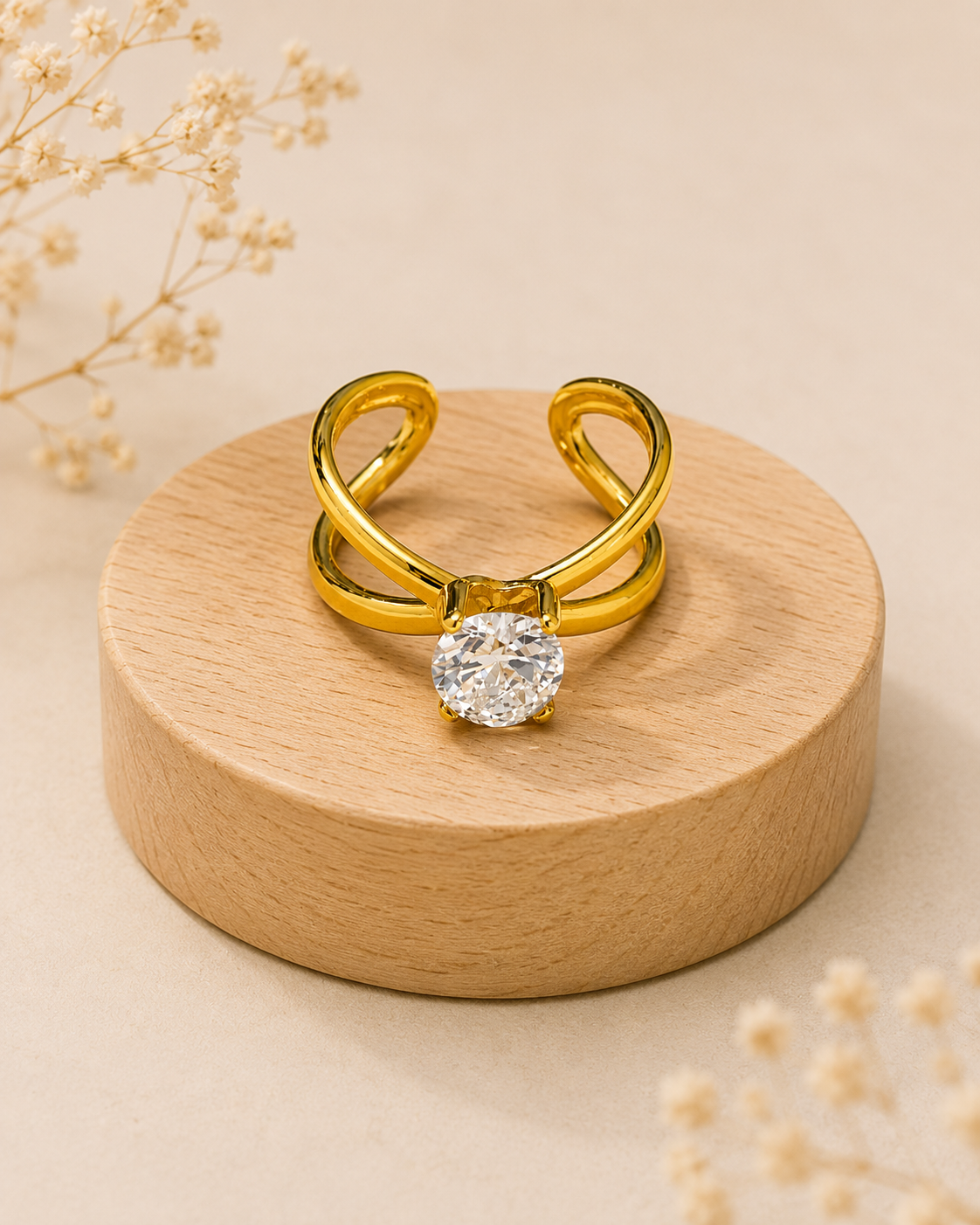 Luvia Heart Crystal Minimal Ring