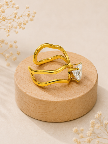 Serena Heart Crystal Crossover Ring