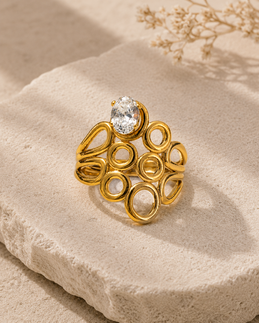 Orlina Oval Crystal Abstract Statement Ring