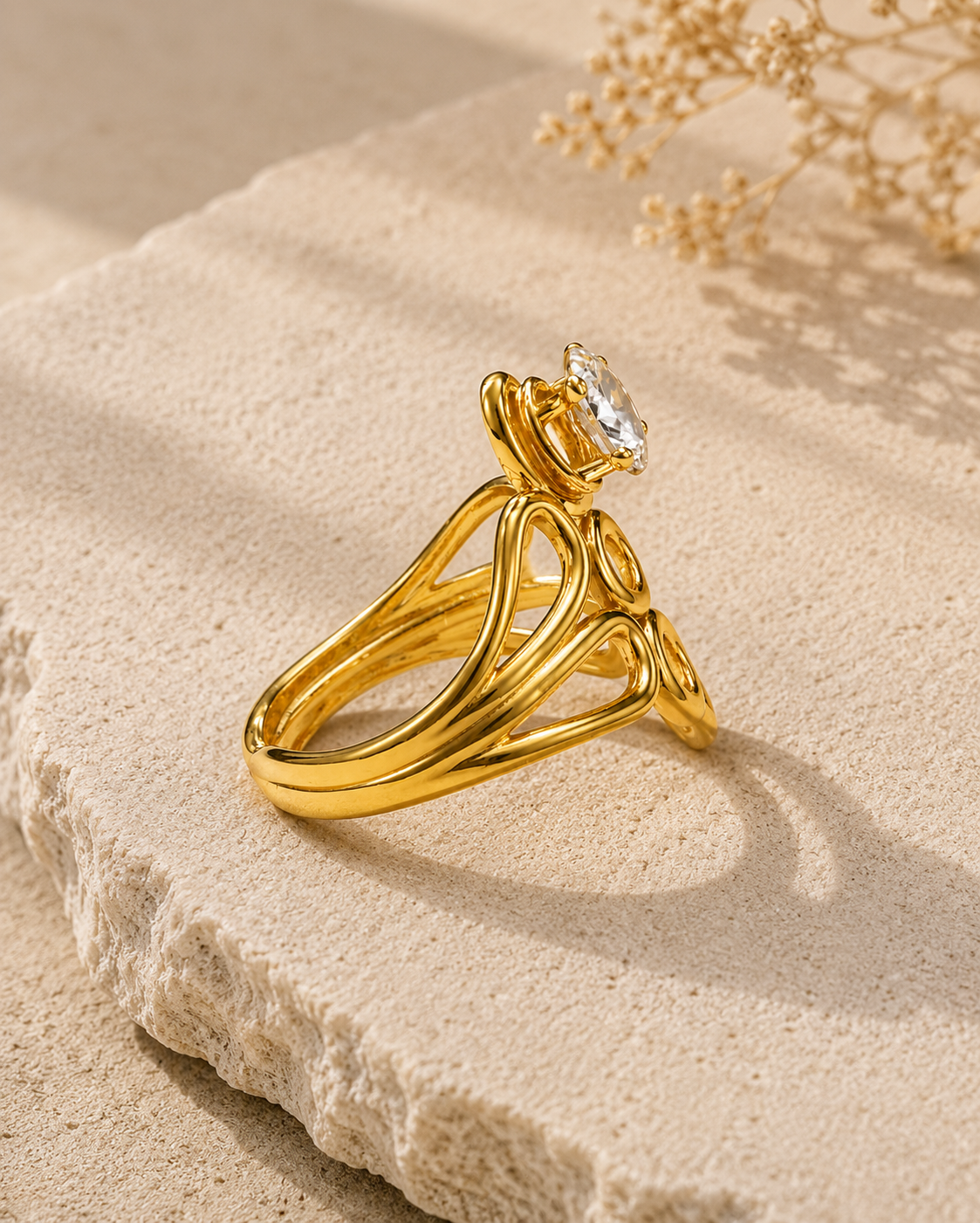 Orlina Oval Crystal Abstract Statement Ring