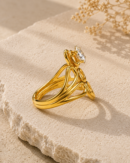 Orlina Oval Crystal Abstract Statement Ring