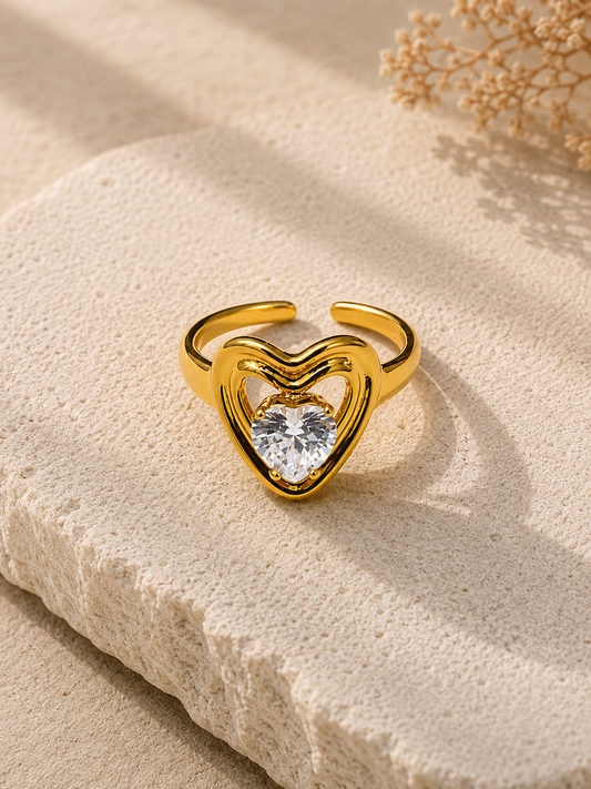 Valora Heart Crystal Frame Ring