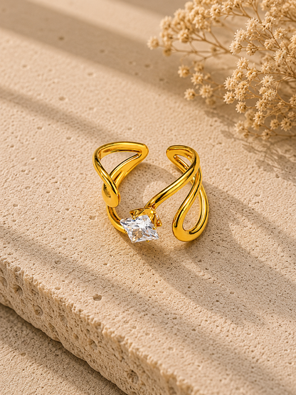 Viora Princess Crystal Wave Ring