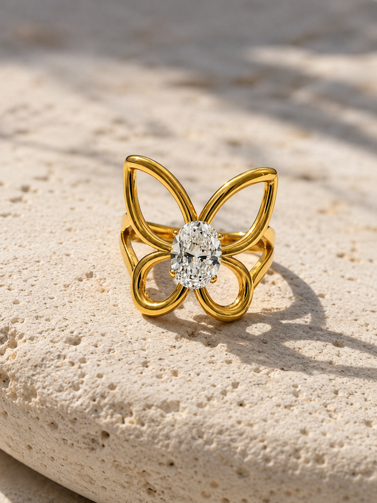 Eloria Butterfly Crystal Statement Ring