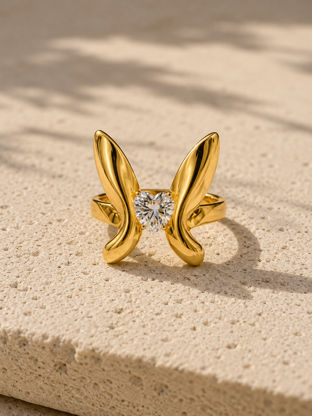 Aveline Heart Crystal Butterfly Ring