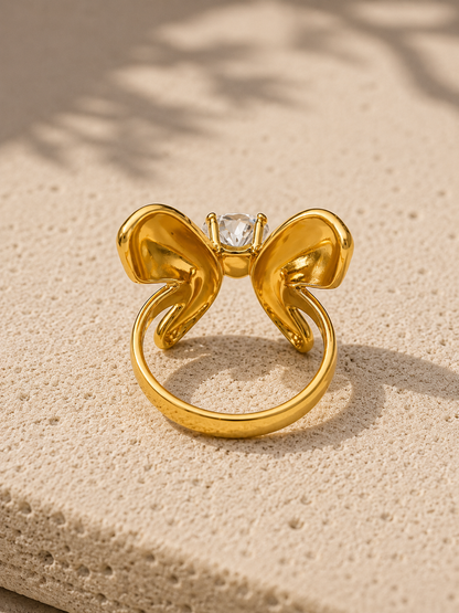 Aveline Heart Crystal Butterfly Ring