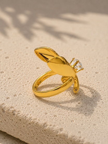Aveline Heart Crystal Butterfly Ring