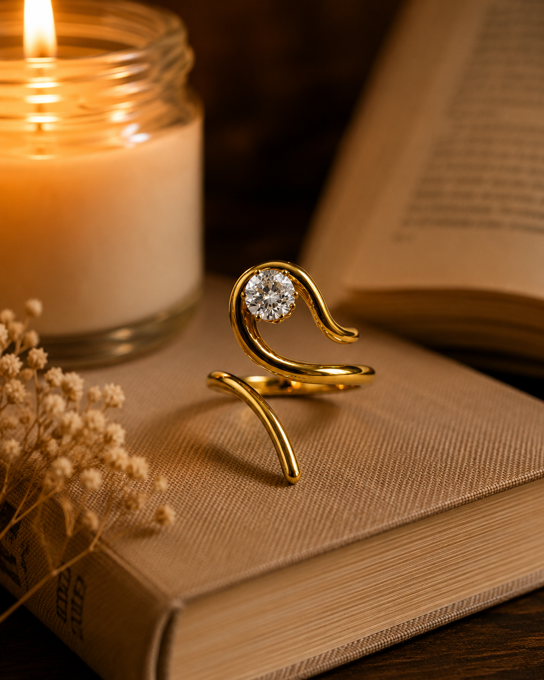 Swan Curve Solitaire Ring