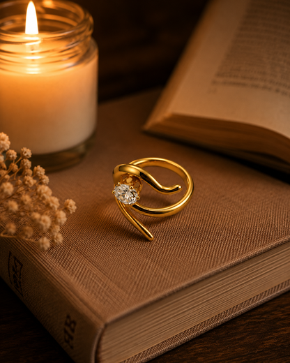 Swan Curve Solitaire Ring