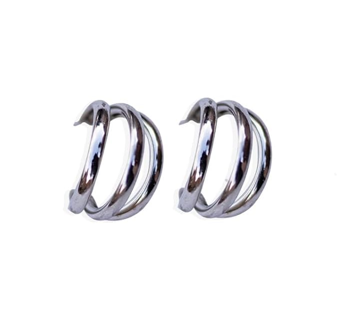 Modern rhodium-plated stacked hoop earrings