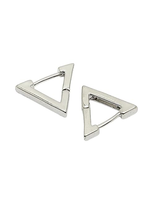 Modern silver triangle dangle earrings for women