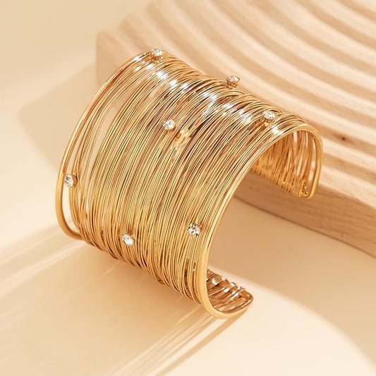 Yellow Gold Plated Crystal Stack Bracelet with sparkling crystals for a chic, elegant look.