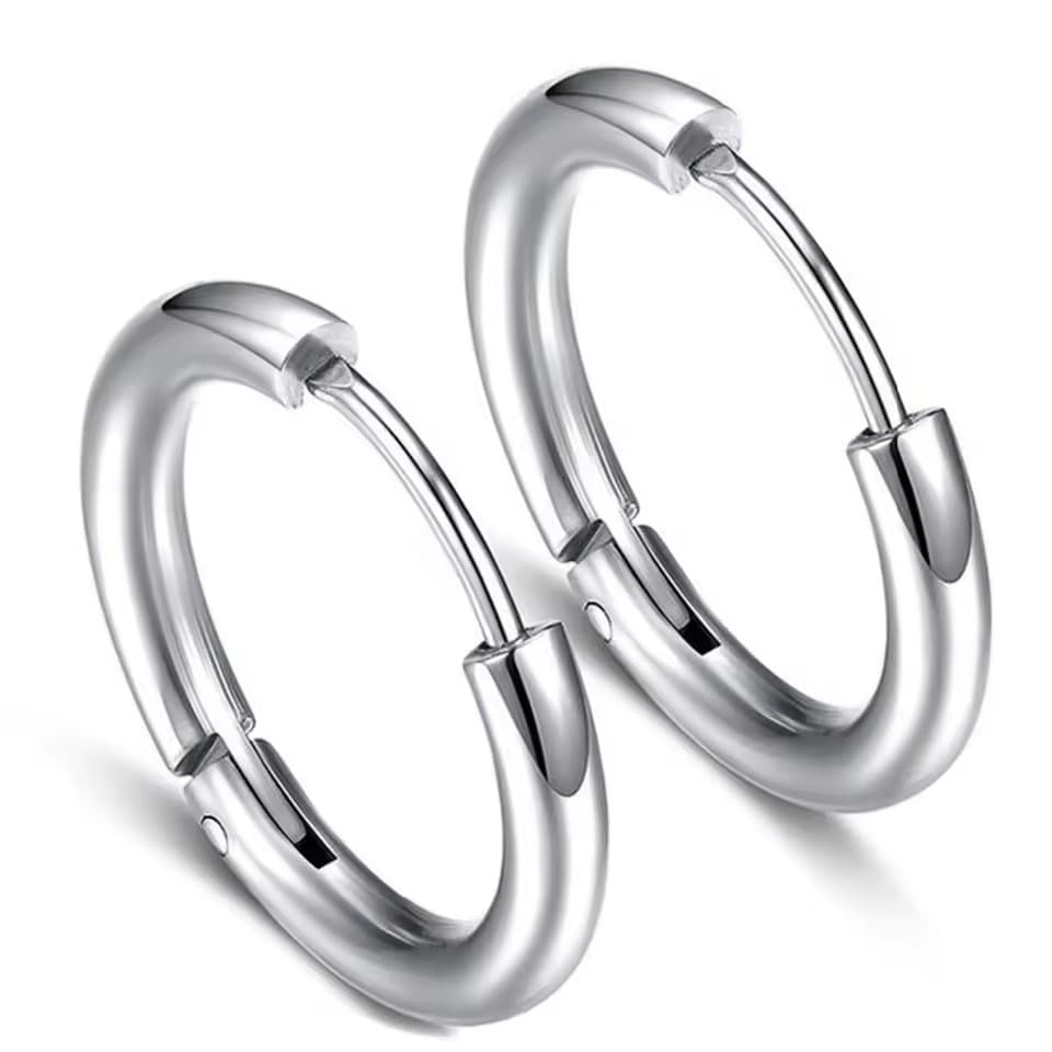 Timeless silver hoop earrings with a polished finish