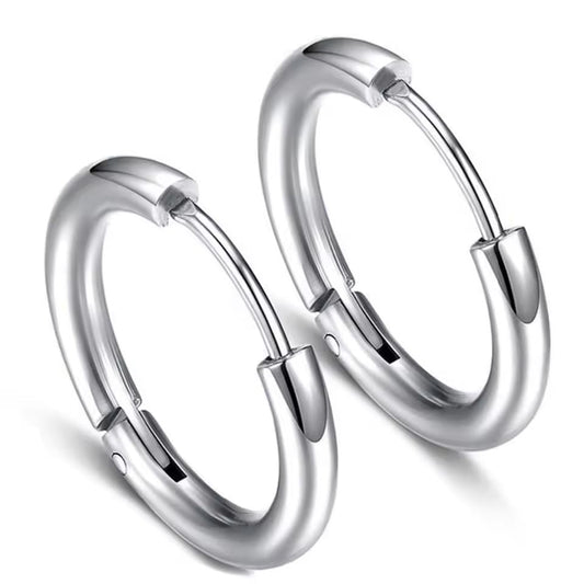 Timeless silver hoop earrings with a polished finish