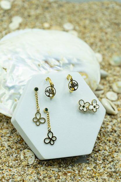 Butterfly Earrings Set, gold-plated, hypoallergenic, anti-tarnish, elegant fashion jewelry