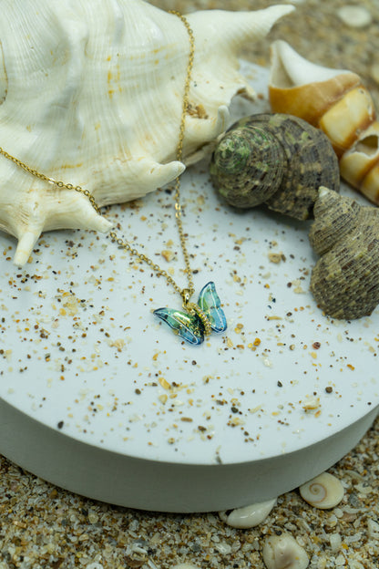 Ocean Butterfly Necklace, gold-plated, hypoallergenic, anti-tarnish, elegant ocean-inspired jewelry