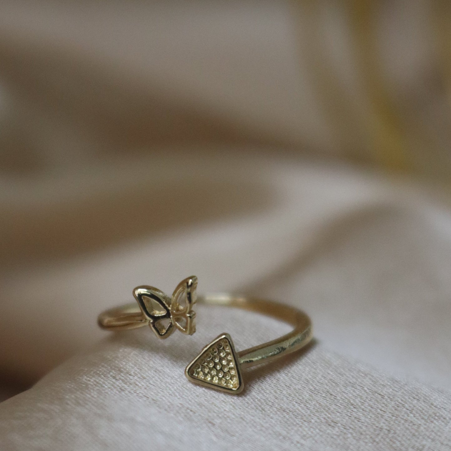 Butterfly & Triangle Charm Ring