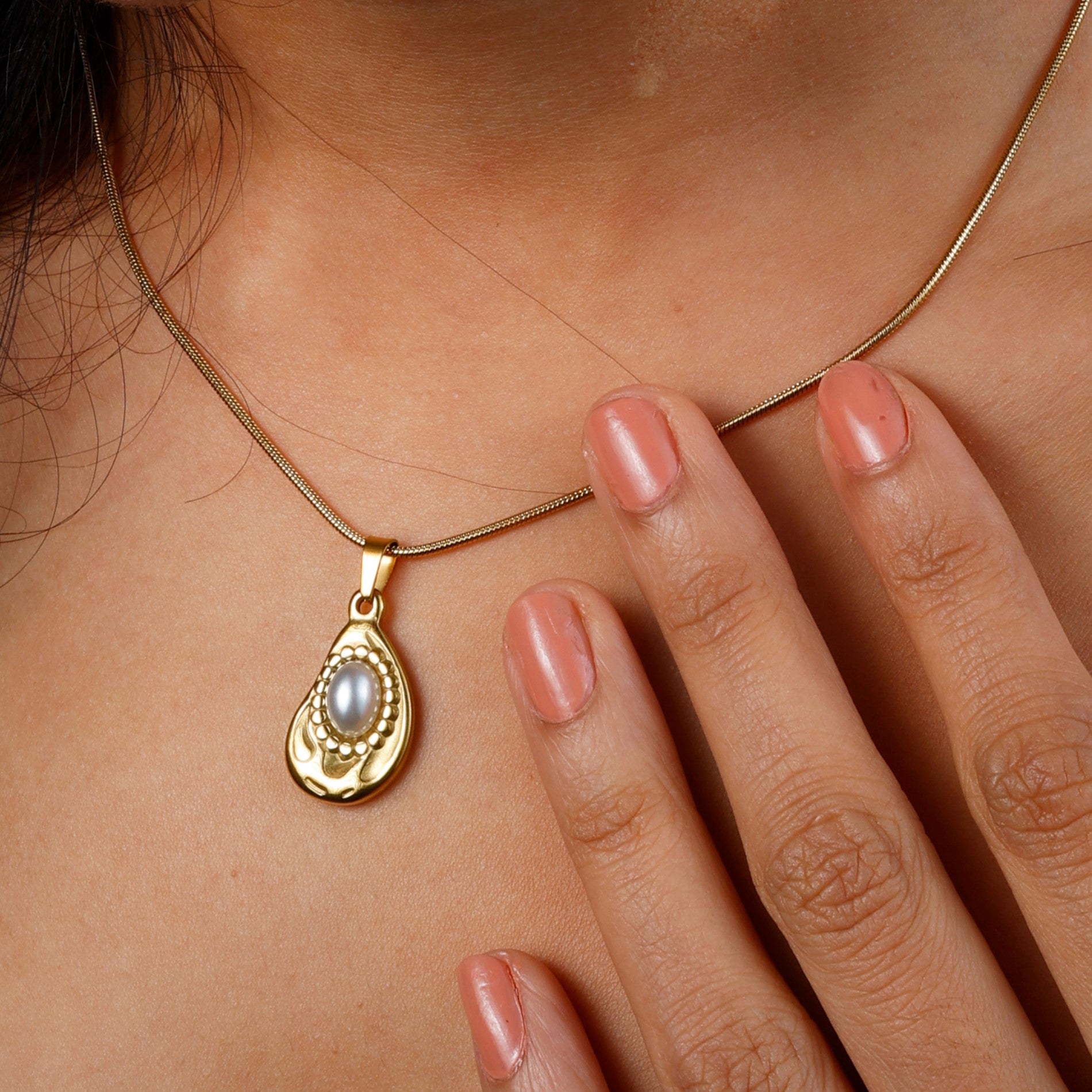 Dainty Pearl Set – Yellow gold plated, anti-tarnish, hypoallergenic jewelry for women.