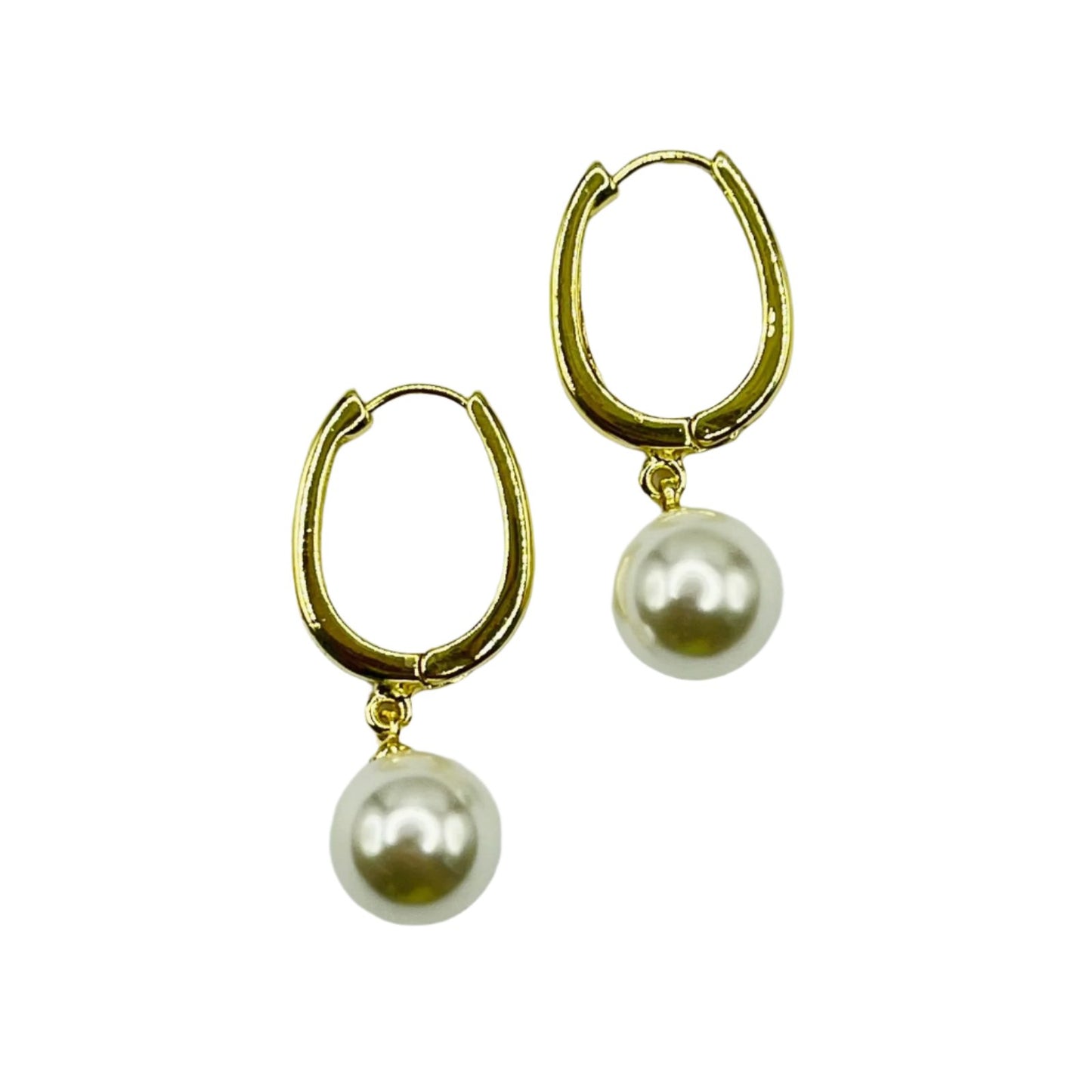 Pearl Drop Hoop Earrings