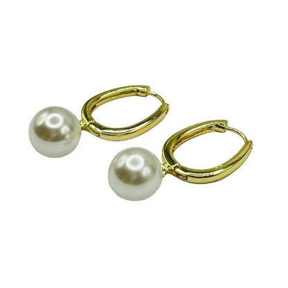 Pearl Drop Hoop Earrings