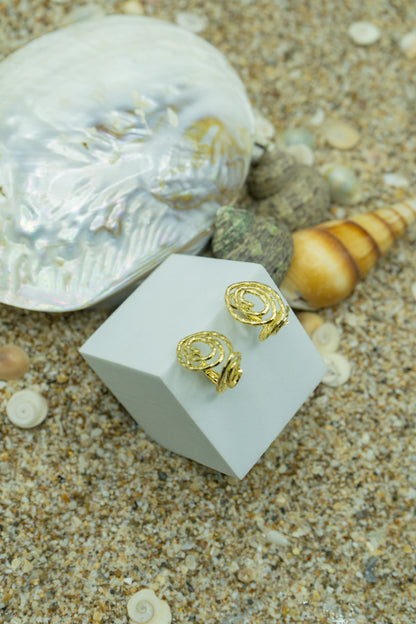 Whirlwind Earrings, gold-plated, hypoallergenic, anti-tarnish, unique handcrafted elegant jewelry