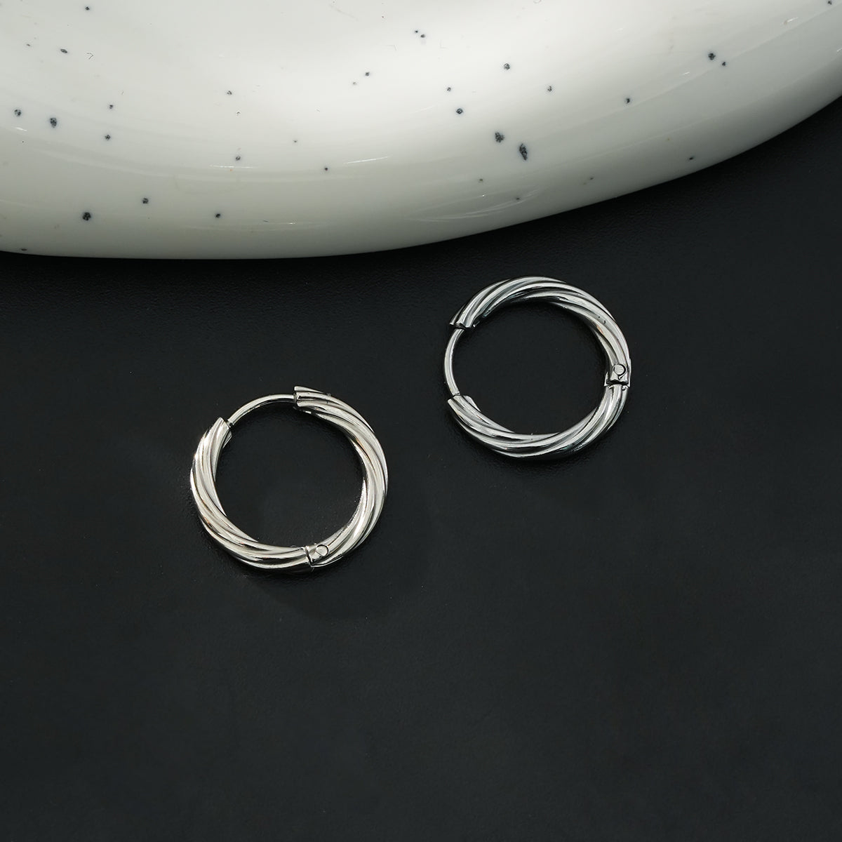 Rhodium-plated infinity hoops for women