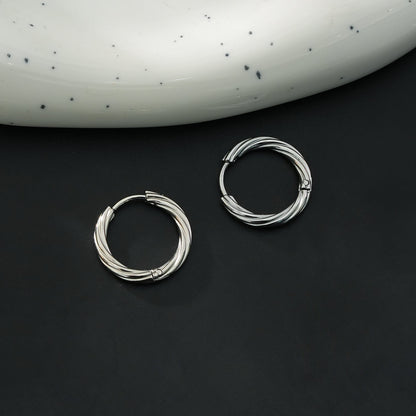 Rhodium-plated infinity hoops for women