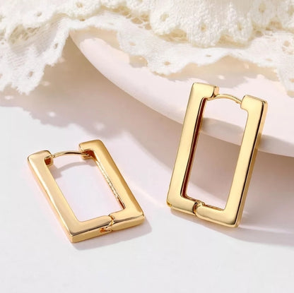 Hollow Rectangle Earrings in rhodium-plated silver – Peppy Pink