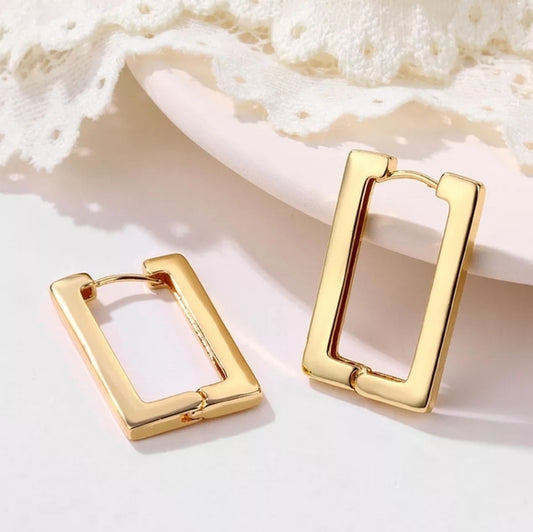 Minimalist Hollow Rectangle Earrings with rhodium plating for a sleek, modern look.