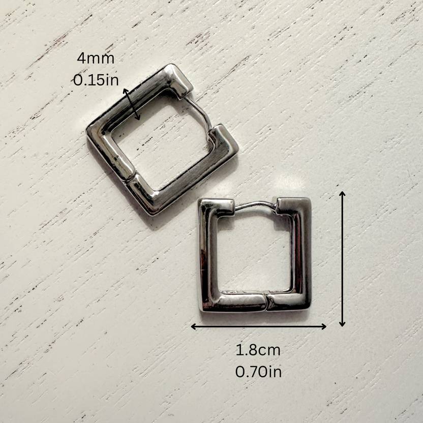 Rhodium-plated square earrings for modern minimal style