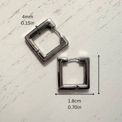 Rhodium-plated square earrings for modern minimal style