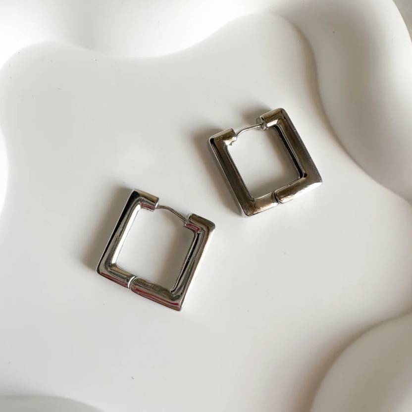 Bold and modern square-shaped silver studs