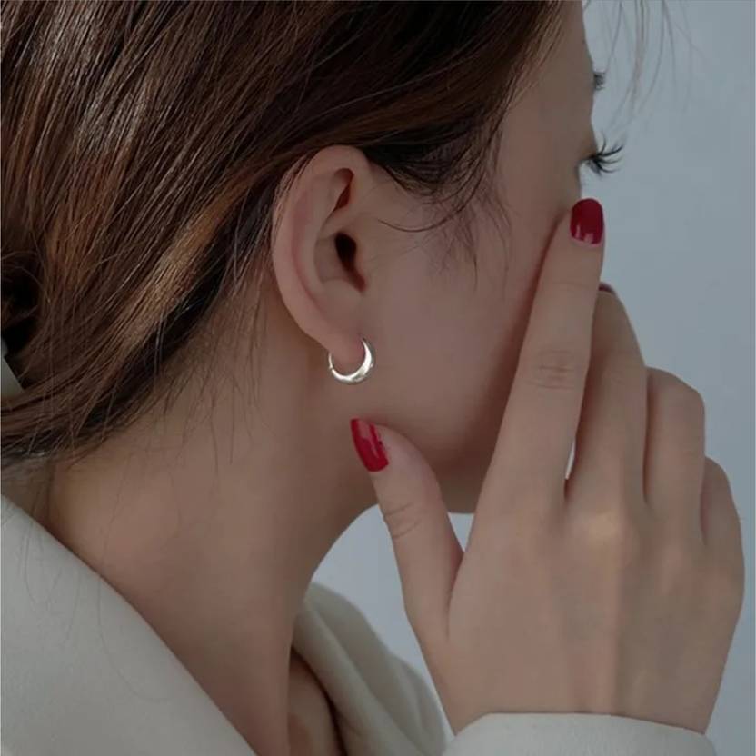 Minimalist silver hoops with anti-tarnish shine – Peppy Pink