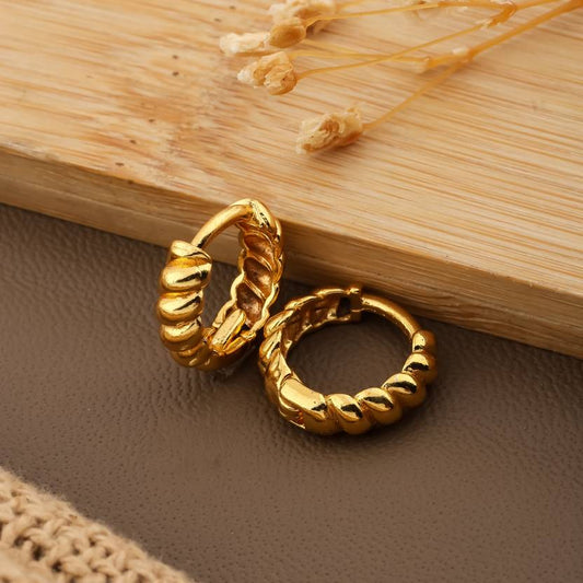 Spiral Twist Hoop Earrings with a sleek, modern design—perfect for stylish, everyday wear - Peppy Pink 