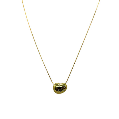 Elegant Crystals Bean Necklace with yellow gold plating, anti-tarnish finish, and hypoallergenic design.